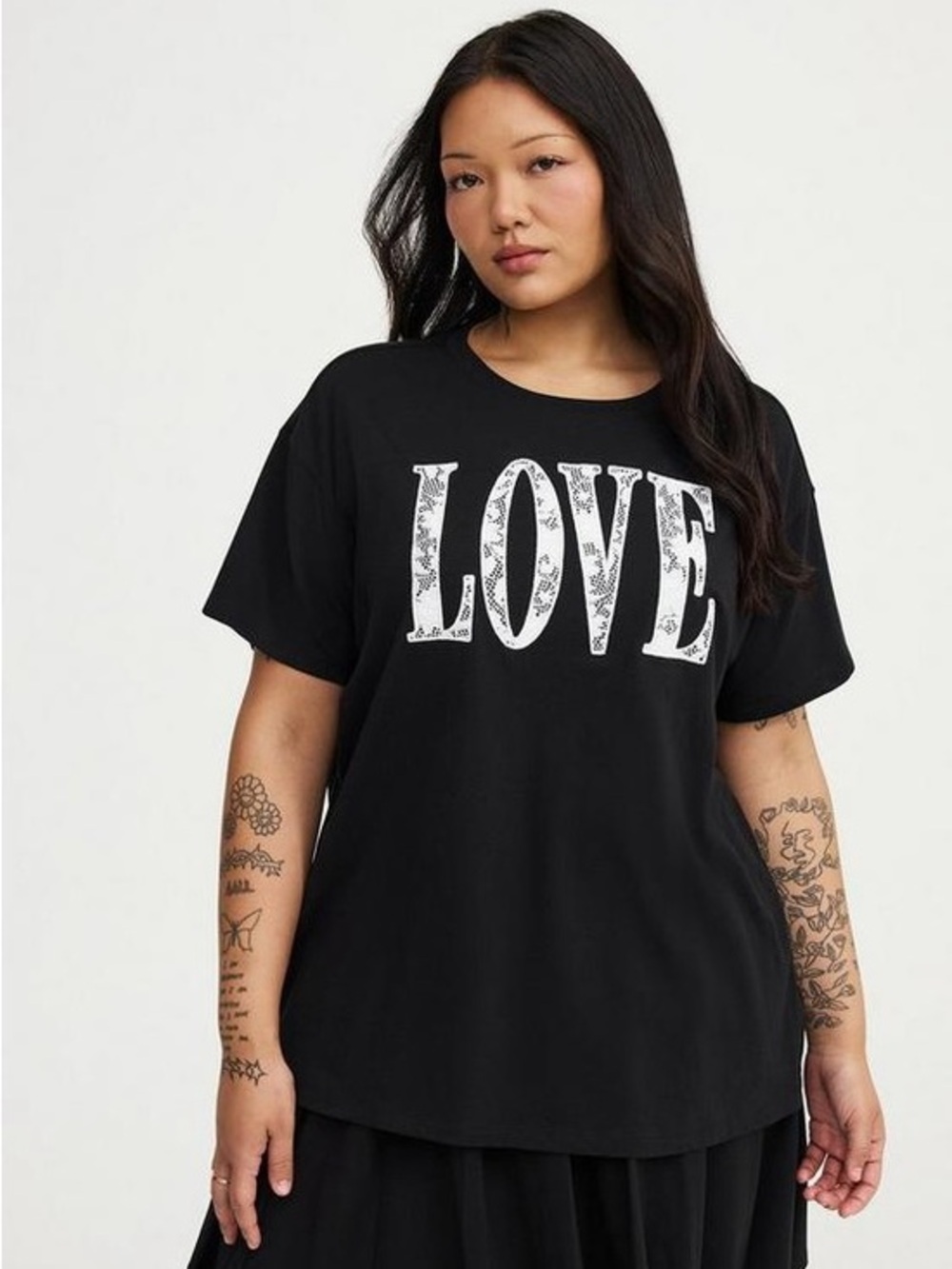 Torrid 00 Relaxed Heritage Jersey Lace Graphic Tee Love NWT